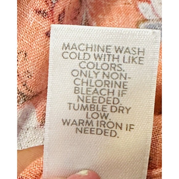 J. JILL LOVE LINEN Women Size M Split Neck Floral Top Blouse Timeless Boho Beach - Picture 11 of 11